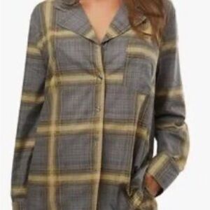 Gray and Yellow Plaid PJ Shirt sz xs